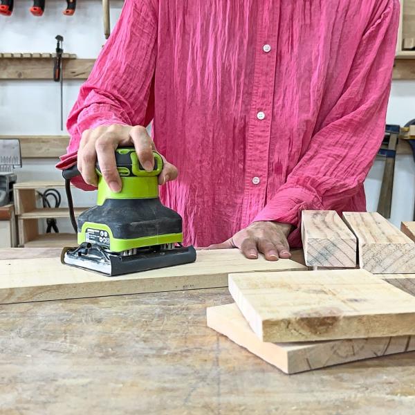 The first step is to smooth things out. Grab a 320 grit sandpaper or a sander to make those rough surfaces nice and smooth.