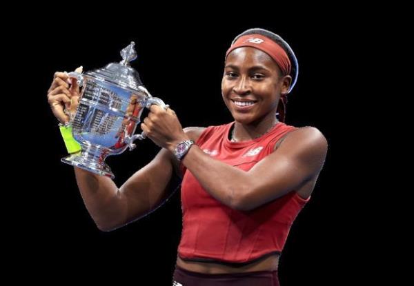 Future star: Coco Gauff celebrates after defeating Aryna Sabalenka of Belarus in the final. — AFP