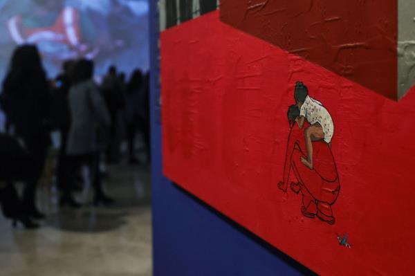 'This Is Not An Exhibition' show is displaying paintings by Gazan artists, including 'Flying Lesson' by Hani Zurob at the Palestinian Museum. Photo: AFP 