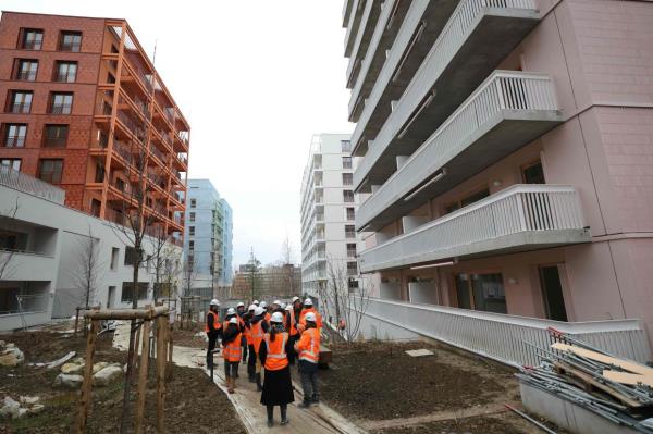 This photograph taken on Dec 19, 2023, shows buildings under co<em></em>nstruction at the Olympic Village site of the Paris 2024 Summer Olympic and Paralympic Games, during a media tour, in Saint-Denis, suburb of Paris. Photo: Thomas Samson/AFP