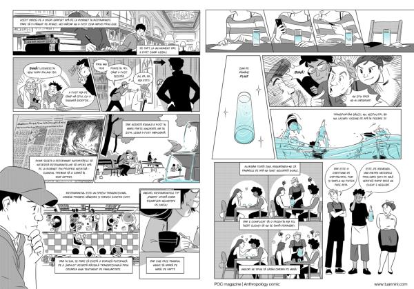 Nini was commissioned by documentary comics magazine POC to make this comic featuring anthropological research on water. Here, Nini illustrated a story about an anthropologist’s journey in discovering the phenomenon of free tap service in New York. Photo: Tuan Nini